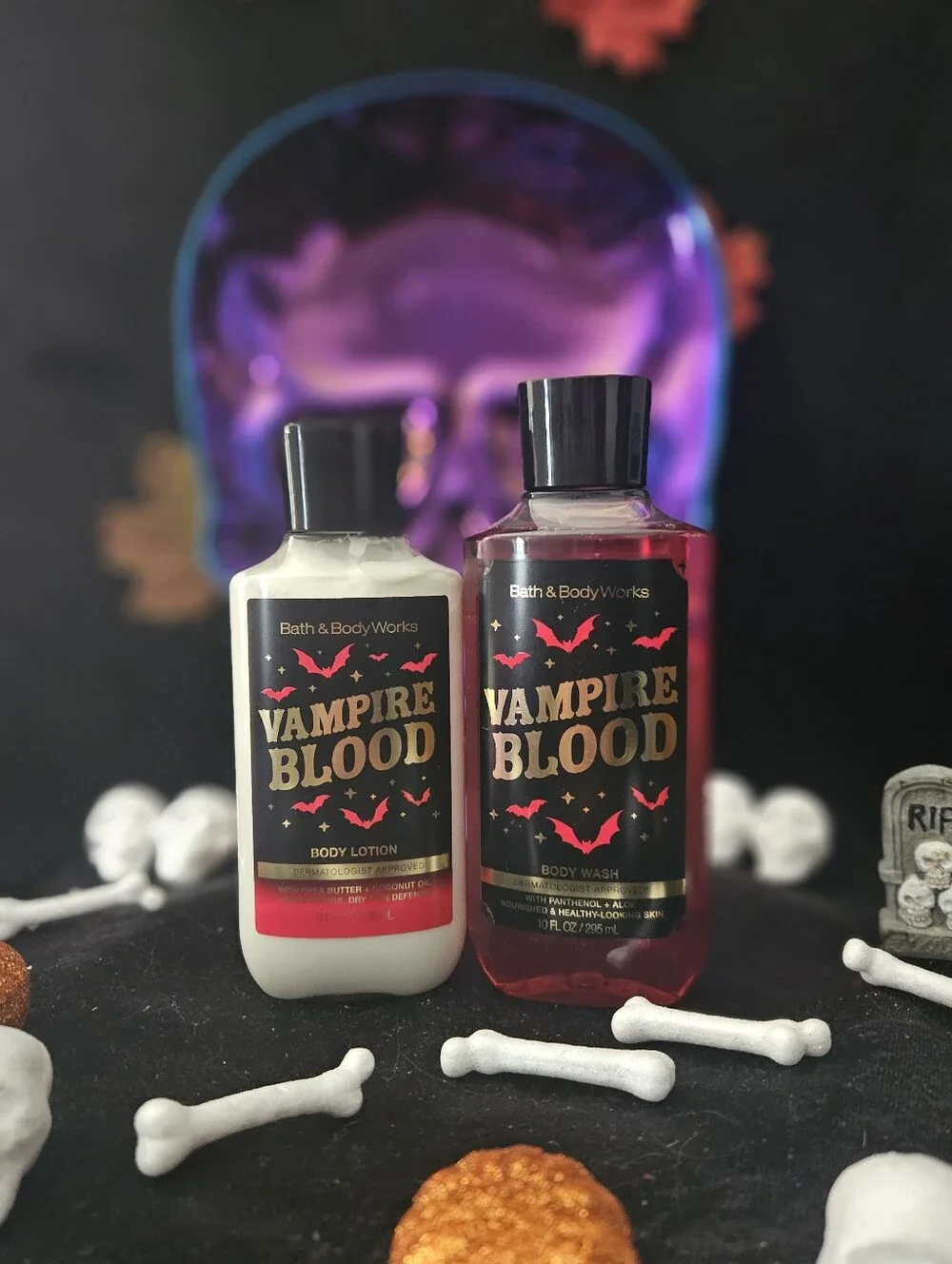 NWT Bath & Body Works Vampire Blood Body Wash & Lotion - Black, Red, Gold
